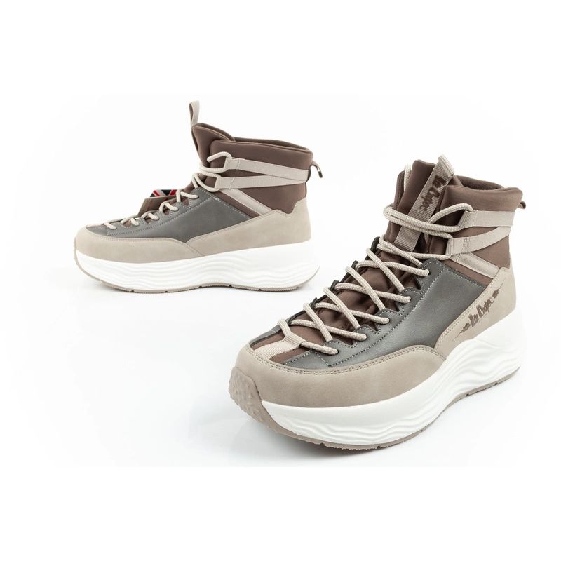 8. Lee Cooper Damen Sport-Sneaker, modisch, bequem, Overknee, beige