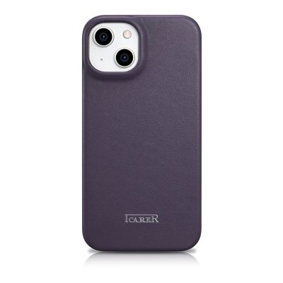 3. iCarer CE Premium Leather Folio Case iPhone 14 Plus Magnetic Flip Leather Folio Case MagSafe Dark Purple (WMI14220715-DP)