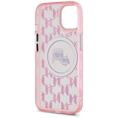 7. Karl Lagerfeld IML Monogram Karl & Choupette Head MagSafe-Hülle für iPhone 15 – Rosa