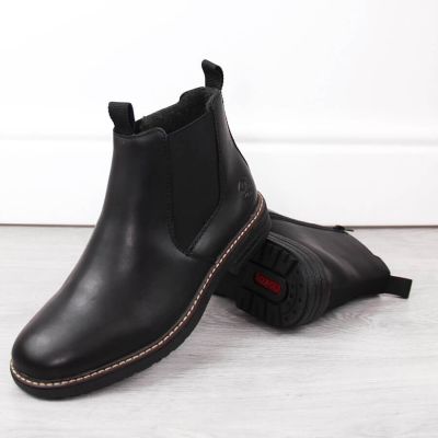 3. Rieker M RKR634 bequeme isolierte Lederstiefelette, schwarz