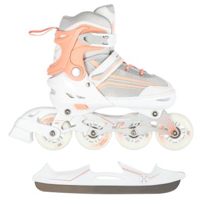 12. NILS Extreme NH18190 2-in-1 Rollschuhe, weiß und pink, Größe L (39–43), mit austauschbarer Hockey-Kufe