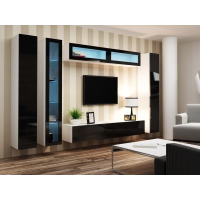 8. TV-Schrank VIGO '180' 30/180/40 weiß/schwarz glänzend
