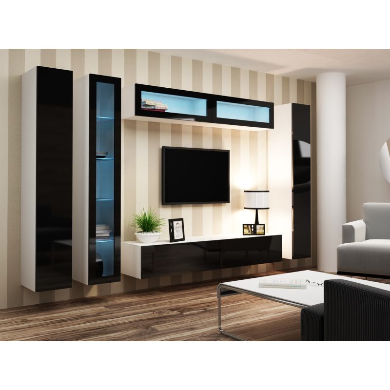 8. TV-Schrank VIGO '180' 30/180/40 weiß/schwarz glänzend