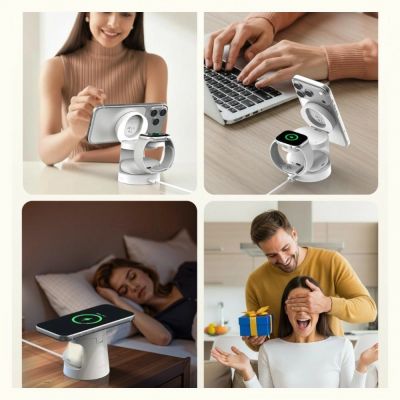 3. SODI 3-in-1 Kabelloses Ladegerät mit Nachtlicht 25W W108A - Weiß