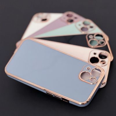 5. Lighting Color Hülle für Samsung Galaxy A73 5G Gold Frame Gel Cover Blau