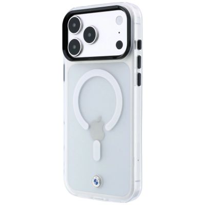 2. BMW Logo-Schutzhülle mit mattiertem IML- und Metalllogo (MagSafe) für iPhone 18 Pro Max / 17 Pro Max – Transparent