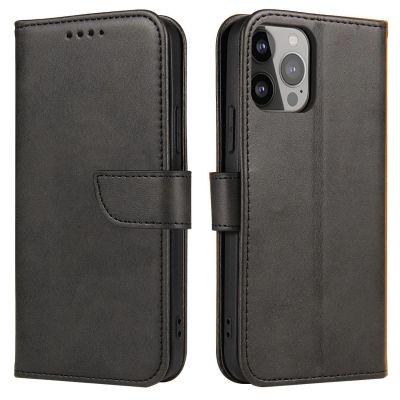 Magnet Case für Honor Magic5 mit Klappe, Brieftaschenständer, schwarz