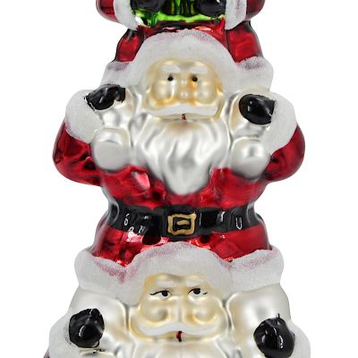 3. Glas-Christbaumspitze „Weihnachtsmänner“ 28,5 cm