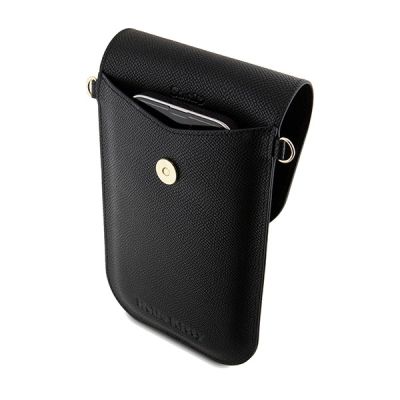 3. Hello Kitty Leder-Metall-Logo-Kettentasche – Schwarz