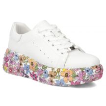 Leder-Plateau-Sneaker mit weißem Blumenmuster Filippo DP7507