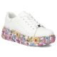 Leder-Plateau-Sneaker mit weißem Blumenmuster Filippo DP7507