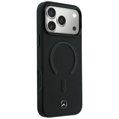 4. Mercedes Leder-3D-MagSafe-Hülle für iPhone 18 Pro Max / 17 Pro Max – Schwarz