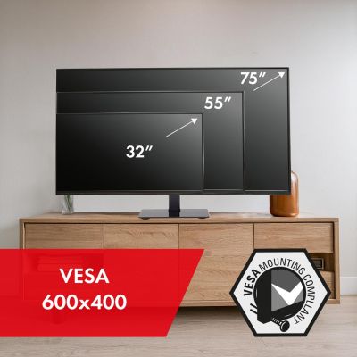 16. MACLEAN Universal-TV-Ständer für TV-Schränke, max. 40 kg, max. VESA 600 x 400, für Fernseher von 32 bis 75 Zoll, MC-386