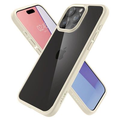 12. Spigen Crystal Hybrid-Hülle für iPhone 15 Pro Max – transparent und beige