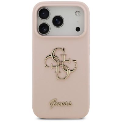 3. Guess Silikonhülle mit großem 4G-Schriftzug für iPhone 17 Pro – Pink