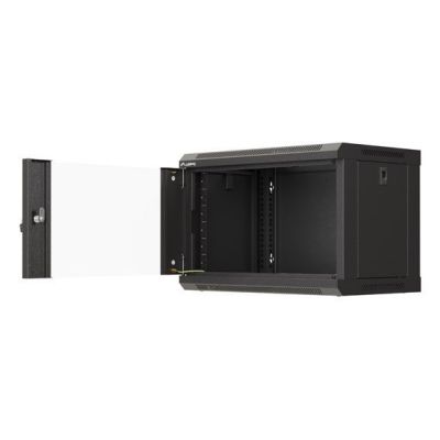 23. Wandmontierter Installationsschrank 19" 6U 540x350 schwarze Glastür LANBERG (Flat Pack)