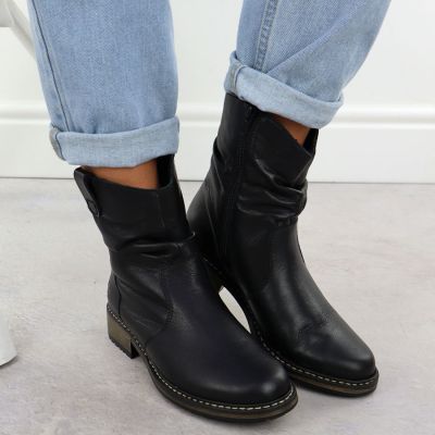 5. Gefaltete schwarze Damen-Lederstiefeletten Rieker Z6883-00