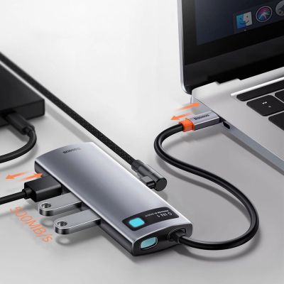 16. Baseus Metal Gleam Series 5-in-1 Multifunktions-HUB USB Typ C - USB Typ C Stromversorgung 100 W / HDMI 4K 30 Hz / 3x USB 3.2 Gen 1 (CAHUB-CX0G)