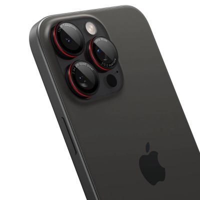 7. Spigen Optik Pro L-Series Glas.tR EZ Fit Panzerglas für iPhone 14 Pro / Pro Max / 15 Pro / Pro Max / 16 Pro / 16 Pro Max / 17 Pro / 17 Pro Max – Schwarz mit rotem Rand