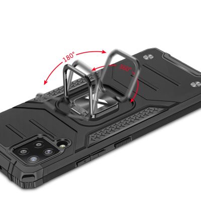 5. Wozinsky Ring Armor Tough Hybrid Case Cover + Magnethalterung für Samsung Galaxy A42 5G silber