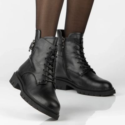 8. Schwarze Damen-Ankle-Boots aus Leder, Filippo DBT8018