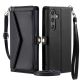 Samsung Galaxy A56 5G Leder-Wallet-Case mit Standfunktion und Tragegurten – Schwarz