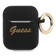 Guess GUA2SSSK AirPods Cover schwarz/schwarzes Silikon Vintage Script