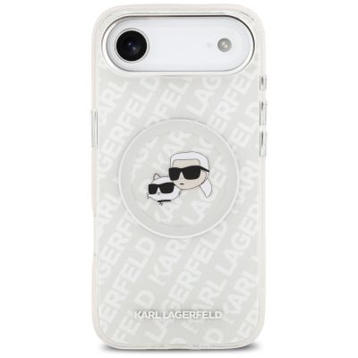 3. Karl Lagerfeld IML Glitter Karl&Choupette Heads Logo MagSafe Hülle für iPhone Air - Grau