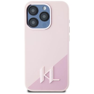 3. Karl Lagerfeld Silicone Shadow Metal Initial MagSafe Case für iPhone 15 Pro Max rosa