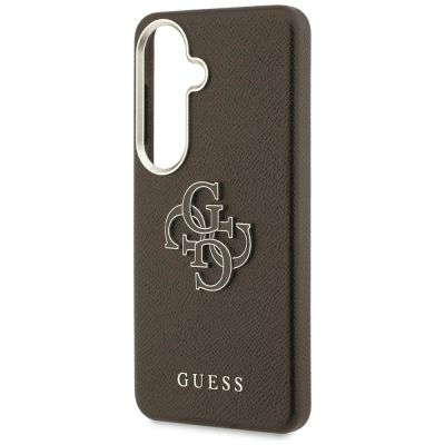 6. Guess Schutzhülle mit genarbtem, großem 4G-Metalllogo für Samsung Galaxy S26+ - Braun