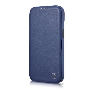 7. iCarer CE Premium Leather Folio Case iPhone 14 Plus Magnetic Flip Leather Folio Case MagSafe Blue (WMI14220715-BU)