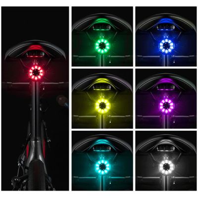 3. Rockbros Q1 Fahrrad-Rücklicht 7-Farben-LED + USB-C - USB-A Kabel - Schwarz