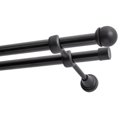 Doppelte Gardinenstange Ø 19 mm Schwarz 320 cm Kugel MAX KOWALSKI