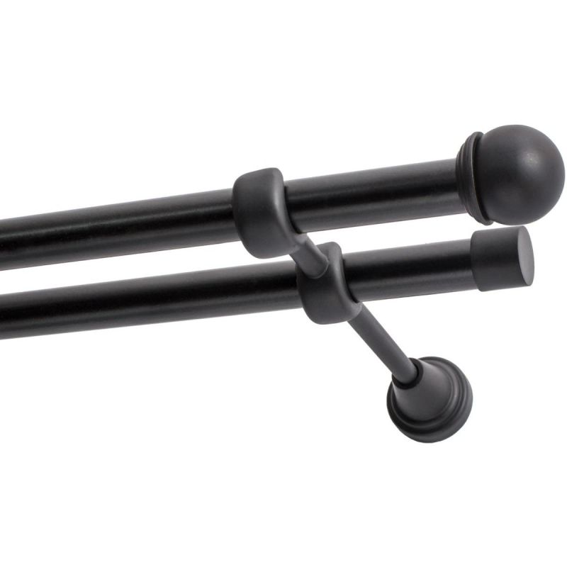 Doppelte Gardinenstange Ø 19 mm Schwarz 320 cm Kugel MAX KOWALSKI