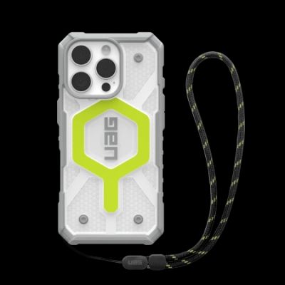 UAG Pathfinder Clear Magsafe Bundle Hülle mit Trageband für iPhone 16 Pro – Grün