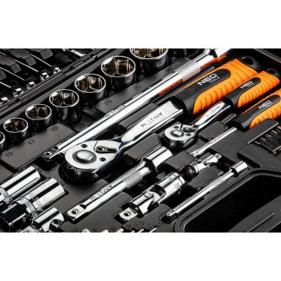 6. Neo Steckschlüsselsatz 1/4" 1/2" 77-teilig CrV 08-915