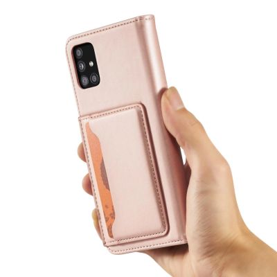 14. Magnetkartenhülle Hülle für Samsung Galaxy A12 5G Tasche Geldbörse Kartenhalter Pink