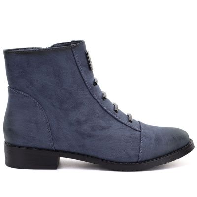 2. Damen-Stiefeletten, blau, flach, Modell M.Daszyński SA62-126