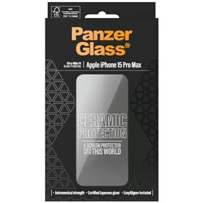 4. PanzerGlass Ceramic Protection Keramikglas für iPhone 15 Pro Max mit Positionierer