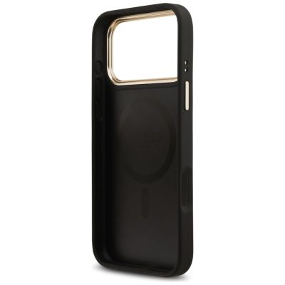 7. Guess Grained Strass Logo MagSafe Hülle für iPhone 17 Pro Max - Schwarz