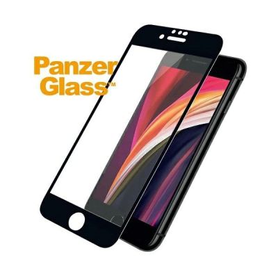 2. PanzerGlass E2E Super+ Panzerglas für iPhone 6 / 6s / 7 / 8 / SE 2020 / SE 2022 – mit schwarzem Rahmen