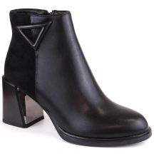 D&A S.Barski Premium Collection W OLI238 schwarze isolierte Stiefeletten mit dekorativem Absatz