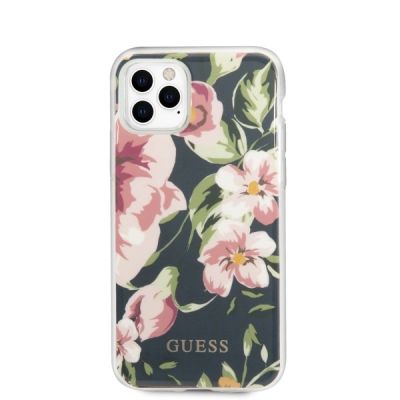 3. Guess N.3 Flower Collection Hülle für iPhone 11 Pro Max - Marineblau