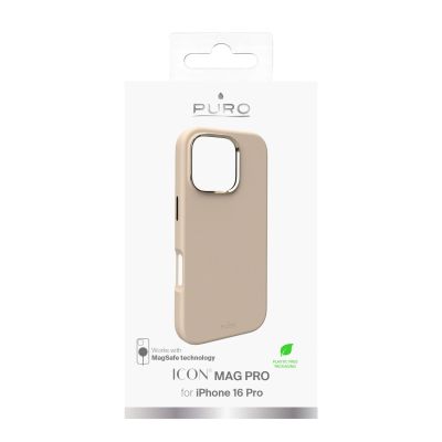 10. Puro Icon Mag Pro MagSafe Silikonhülle für iPhone 16 Pro – Beige
