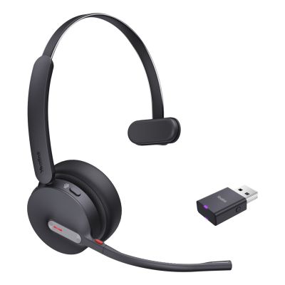 6. Yealink WH64 Hybrid Mono Teams Headset Kabelloses Kopfbügel-Headset für Büro/Callcenter Micro-USB Bluetooth Schwarz