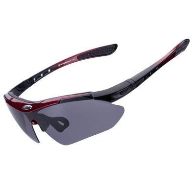 2. Rockbros polarisierte Sonnenbrille, 5 Gläser, schwarz/rot