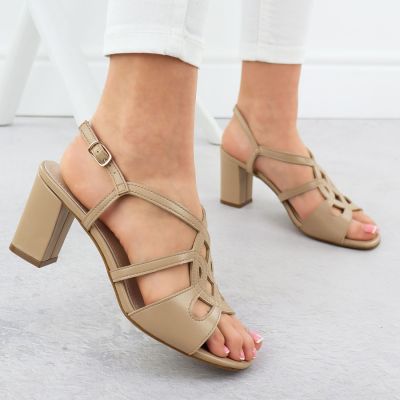 5. Beige Sergio Leone SK884 Damen-Sandalen mit Blockabsatz