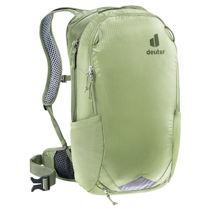 7. Deuter Race Air 14 + 3 Fahrradrucksack, Mineral/Handschuh