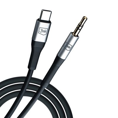 7. 3mk AUX-Miniklinkenkabel (3,5 mm) / USB-C-Kabel – silber
