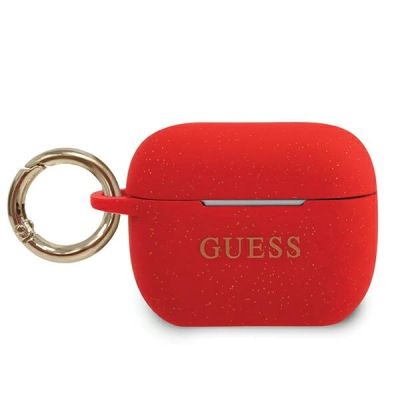 Guess Silikon-Glitzerhülle für AirPods Pro – Rot